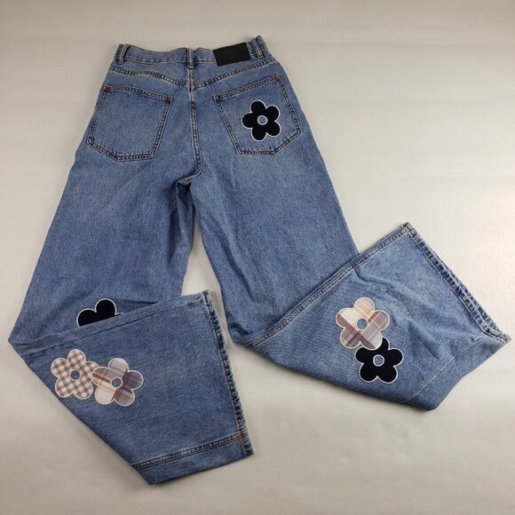 BDG Wide Leg Skater Jean Womens 27 Blue Urban Outfitters Baggy Daisy Distressed - Picture 8 of 15